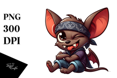 Cartoony Goofy Bat with Bandana, Transparent PNG Product Image 1