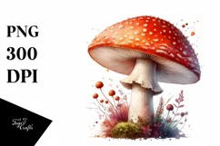 Magical Mushroom Watercolor, PNG Product Image 3