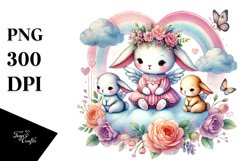 Boho Baby Bunnies with Big Heart PNG Product Image 1