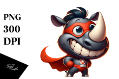 Goofy Rhino with Superhero Cape PNG Product Image 1