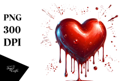 Colorful Digital Painting of Red Heart PNG Product Image 1