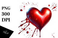 Red Glossy Heart Splash PNG Product Image 1