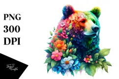 Vibrant Watercolor Bear PNG Product Image 1