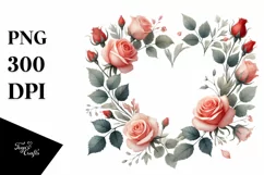 Watercolor Heart with Roses, PNG Product Image 1