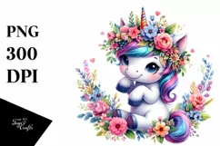 Playful Floral Baby Unicorn Tshirt|Tumbler|Mug|Clipart Product Image 1