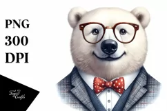 Detailed Watercolor Funny Cute Polar Bear Retro es Product Image 3