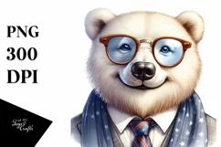 Detailed Watercolor Funny Cute Polar Bear Retro es Product Image 1