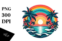 Retro Tropical Rainbow Sunset, 20 oz Tumbler Product Image 1