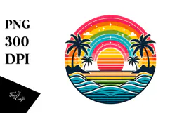 Retro Tropical Rainbow Sunset, 20 oz Tumbler Product Image 1