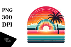 Retro Tropical Rainbow Sunset, 20 oz Tumbler Product Image 1