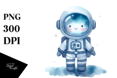 Whimsical Astronaut Girl in Blueish Watercolor Product Image 1