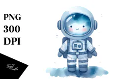 Whimsical Astronaut Girl in Blueish Watercolor Product Image 1