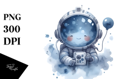 Whimsical Astronaut Girl in Blueish Watercolor Product Image 1