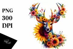 deer made of flowers PNG Product Image 1