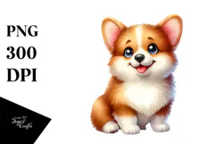Happy Baby Pembroke Welsh Corgi, PNG Product Image 1
