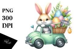 Bunny Car with Easter Eggs PNG Product Image 1