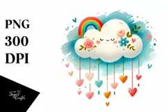 Colorful Cloud with Blood and Hearts PNG Product Image 1