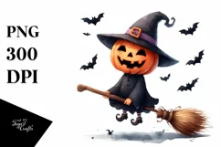 Funny Halloween Clipart with Broomstick PNG Product Image 3