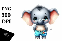 Cute Baby Elephant Standing at the Beach | Clipart Product Image 3
