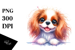 Watercolor Cute Cavalier King Charles Spaniel PNG Product Image 1