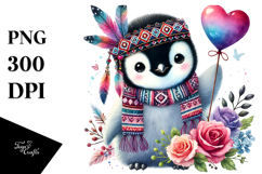 Boho Baby Penguin with Heart PNG Product Image 1