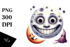 Funny Halloween Moon with Goofy Smile | Sublimation | Product Image 1