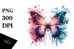 Colorful Butterfly Watercolor PNG Product Image 1