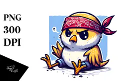 Cartoony Bird with Bandana PNG Product Image 1