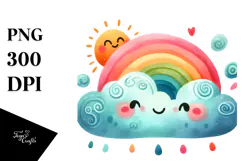 Watercolor Colorful Cloud PNG Product Image 1