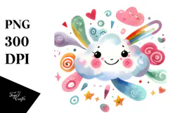 Watercolor Colorful Cloud PNG Product Image 1