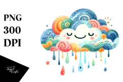 Watercolor Colorful Cloud PNG Product Image 1