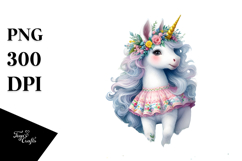 Colorful Baby Unicorn in Swedish Countryside PNG Product Image 1