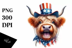 Enthusiastic Highland Cow Portrait Wearing Party Hat and Product Image 3