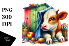 Colorful Cow Playing Hide and Seek PNG Product Image 1
