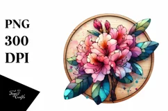Colorful Wooden Stained Rhododendron Clipart Product Image 3