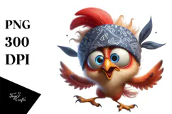 Whimsical Chicken with Bandana, Transparent PNG Product Image 1