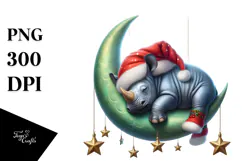 Baby Rhino Dressed for Christmas PNG Product Image 1