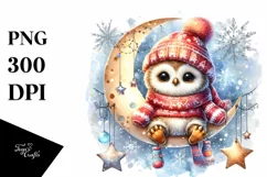 Cute Vibrant Christmass Owl PNG Product Image 3