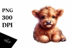 Baby Highland Cow, Smiling Flowers | Sublimation | Clipart Product Image 3