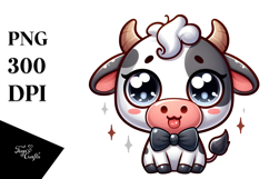 Cute Cartoon Cow with Bow Tie, Transparent PNG Product Image 1