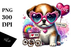 Detailed Puppy with Heart Sunglasses PNG Product Image 1
