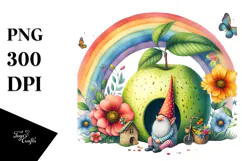 Gnome House with Rainbow and Colorful Flowers Product Image 1