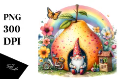 Gnome House with Rainbow and Colorful Flowers Product Image 1