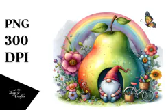 Gnome House with Rainbow and Colorful Flowers Product Image 1