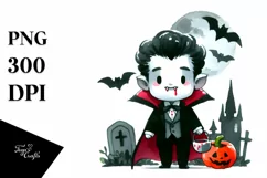 Funny Halloween Clipart with Vampire PNG Product Image 1
