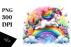 colorful Baby Unicorn Sailing in Rainbow Sky Product Image 1