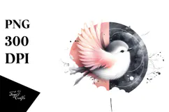 Vibrant Bird with Splashes, Watercolor PNG Product Image 1