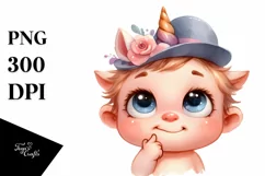 Funny Baby Face Unicorn PNG Product Image 3