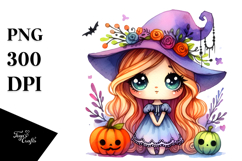 Vibrant Witch Watercolor PNG Product Image 1
