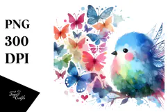 Bird Half of Butterfly Silhouettes PNG Product Image 1
